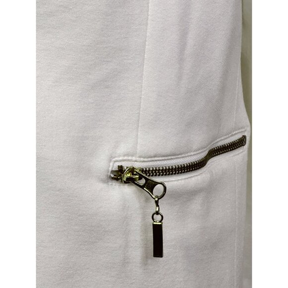 DG2 Diane Gilman Blazer Womens 1X White Zip Pocket Knit Open Front Jacket - Picture 3 of 13
